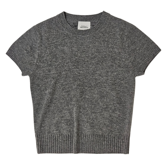 Reformation x Kacey Musgraves Natalie Wool Sweater Short Sleeve Medium Mid Grey - Picture 1 of 5